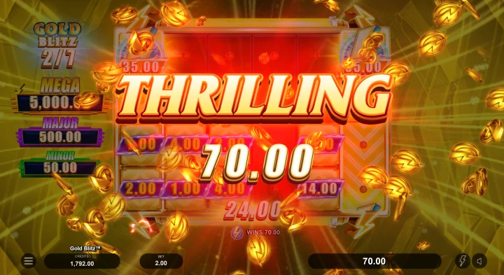 Avaliações de jogadores sobre Gold Blitz e exemplos de resultados no ecrã