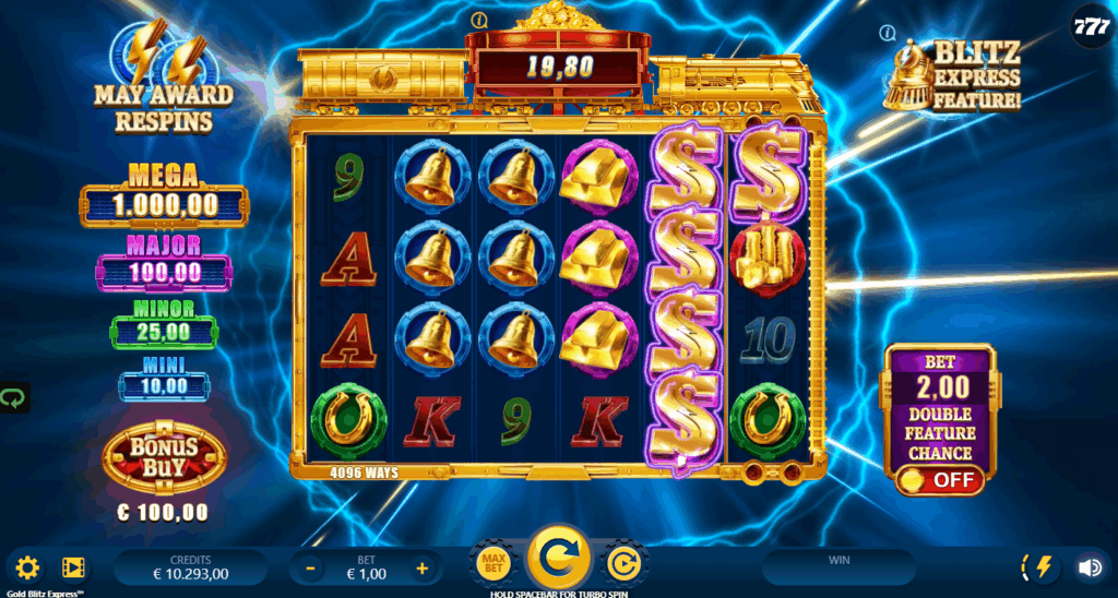 Potencial de grandes ganhos do Gold Blitz em diferentes apostas