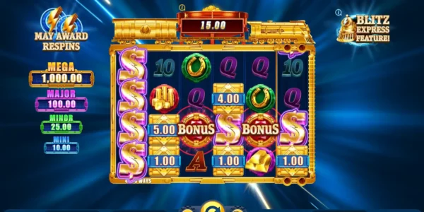 Recurso de compra de bónus da Gold Blitz slot com foco em custo e risco