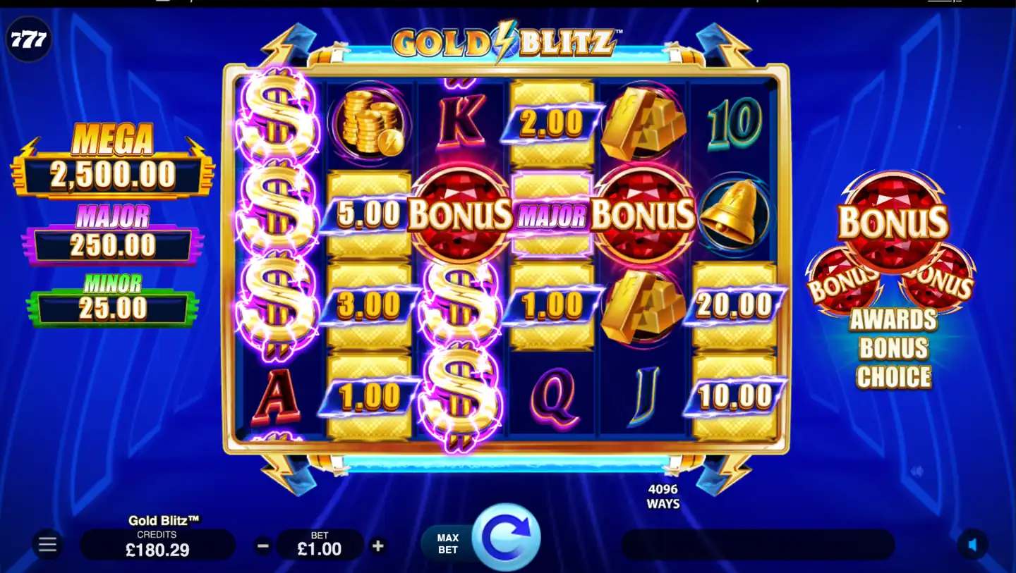 Exemplo de jogabilidade da Gold Blitz slot