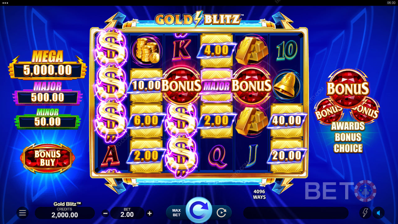 Exemplo matemático de sessão do Gold Blitz com volatilidade alta